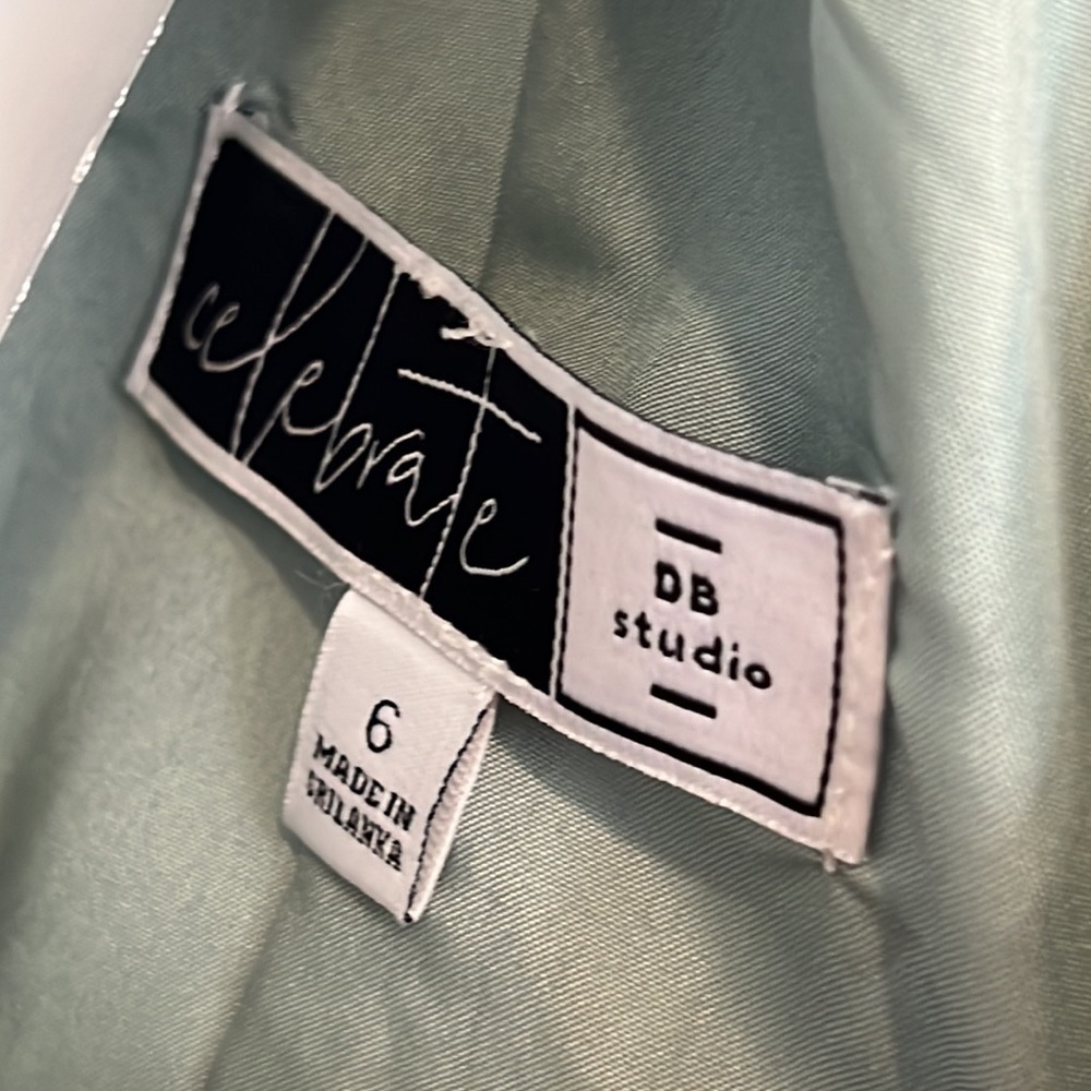 ✨HOST PICK✨David’s Bridal Dusty Sage Long Chiffon Surplice Tank Bridesmaid Dress - Picture 9 of 11